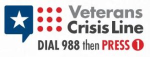 Image detailing Veterans Crisis Line information: Dial 988 then PRESS 1